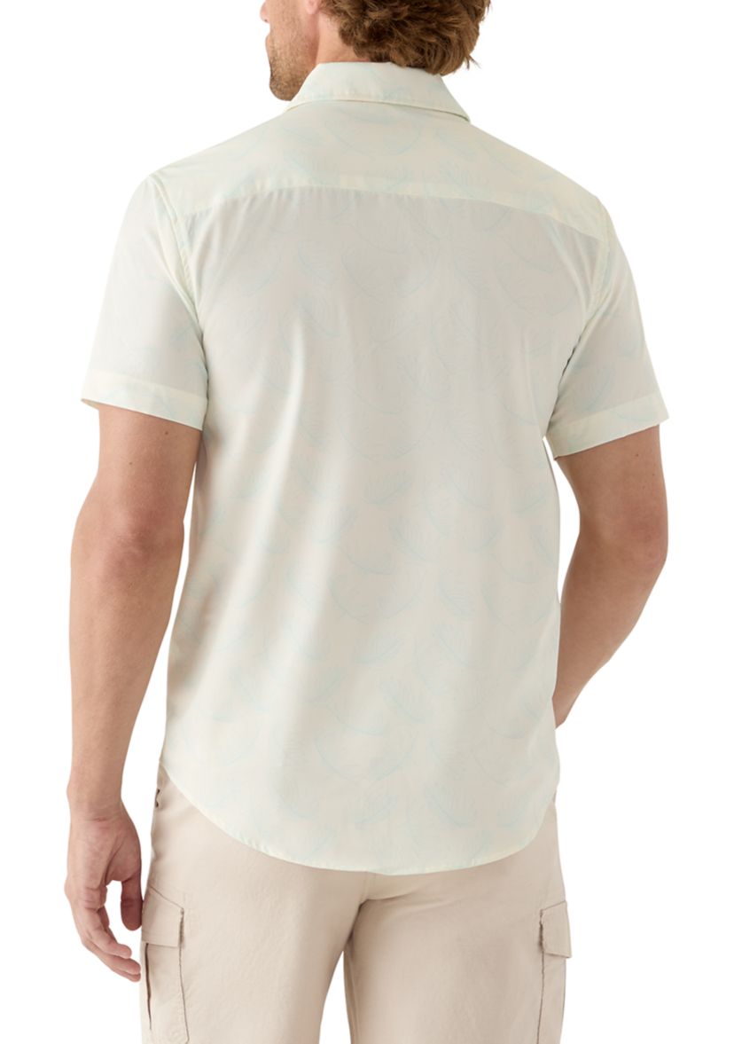 Mens Short Sleeve Printed Button Down Woven Shirt
