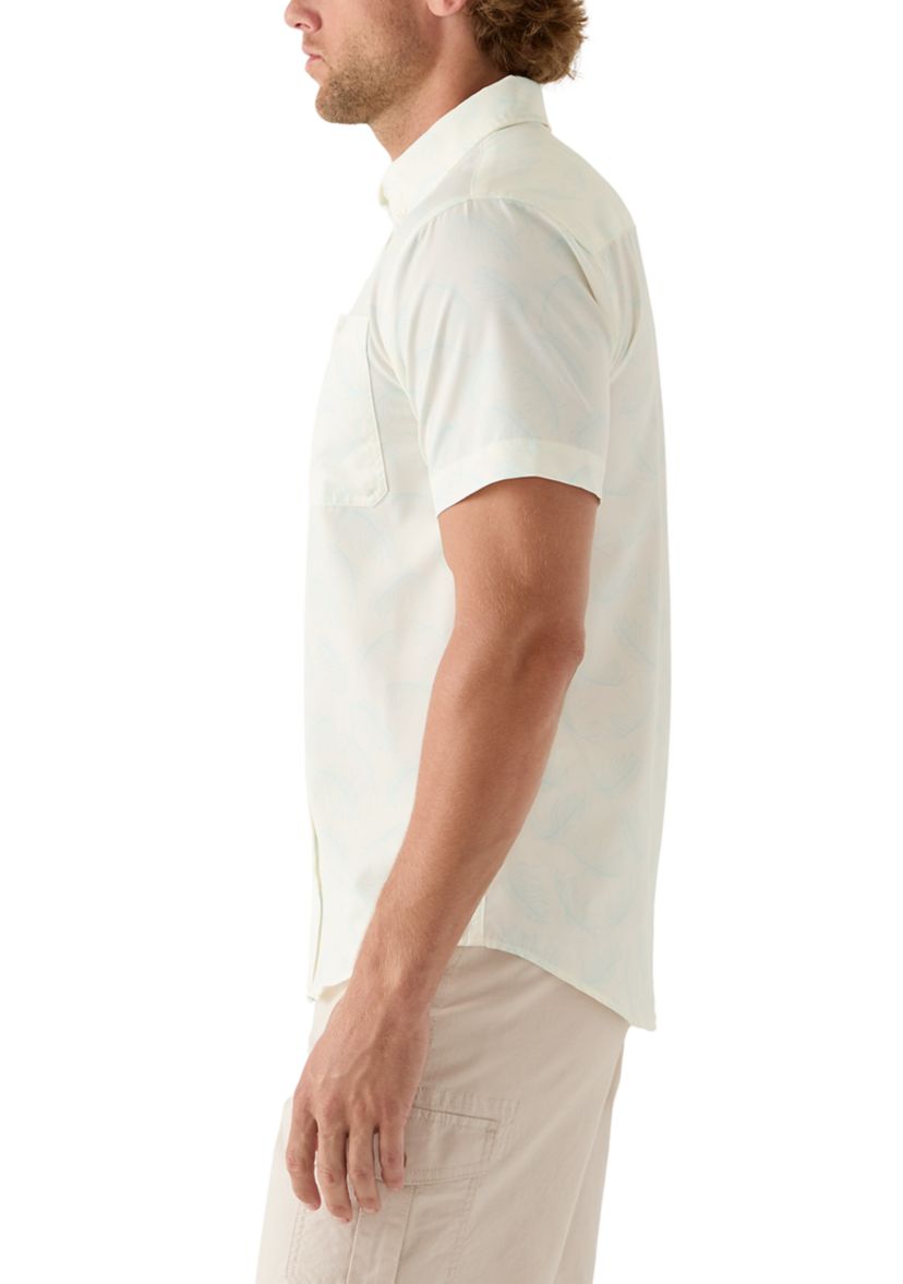Mens Short Sleeve Printed Button Down Woven Shirt