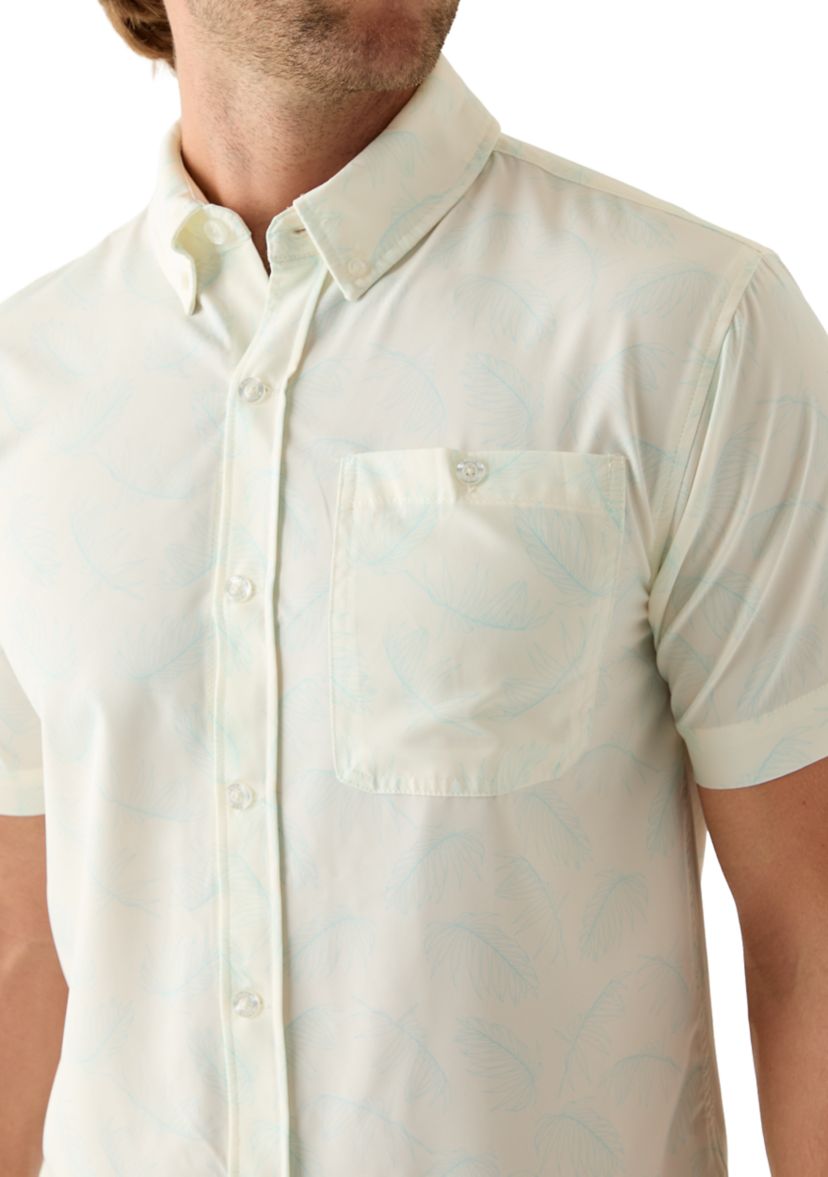 Mens Short Sleeve Printed Button Down Woven Shirt