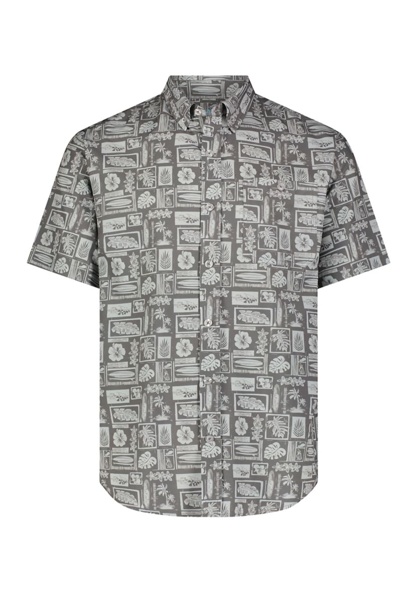 Mens Short Sleeve Aloha Blueprint Shirt