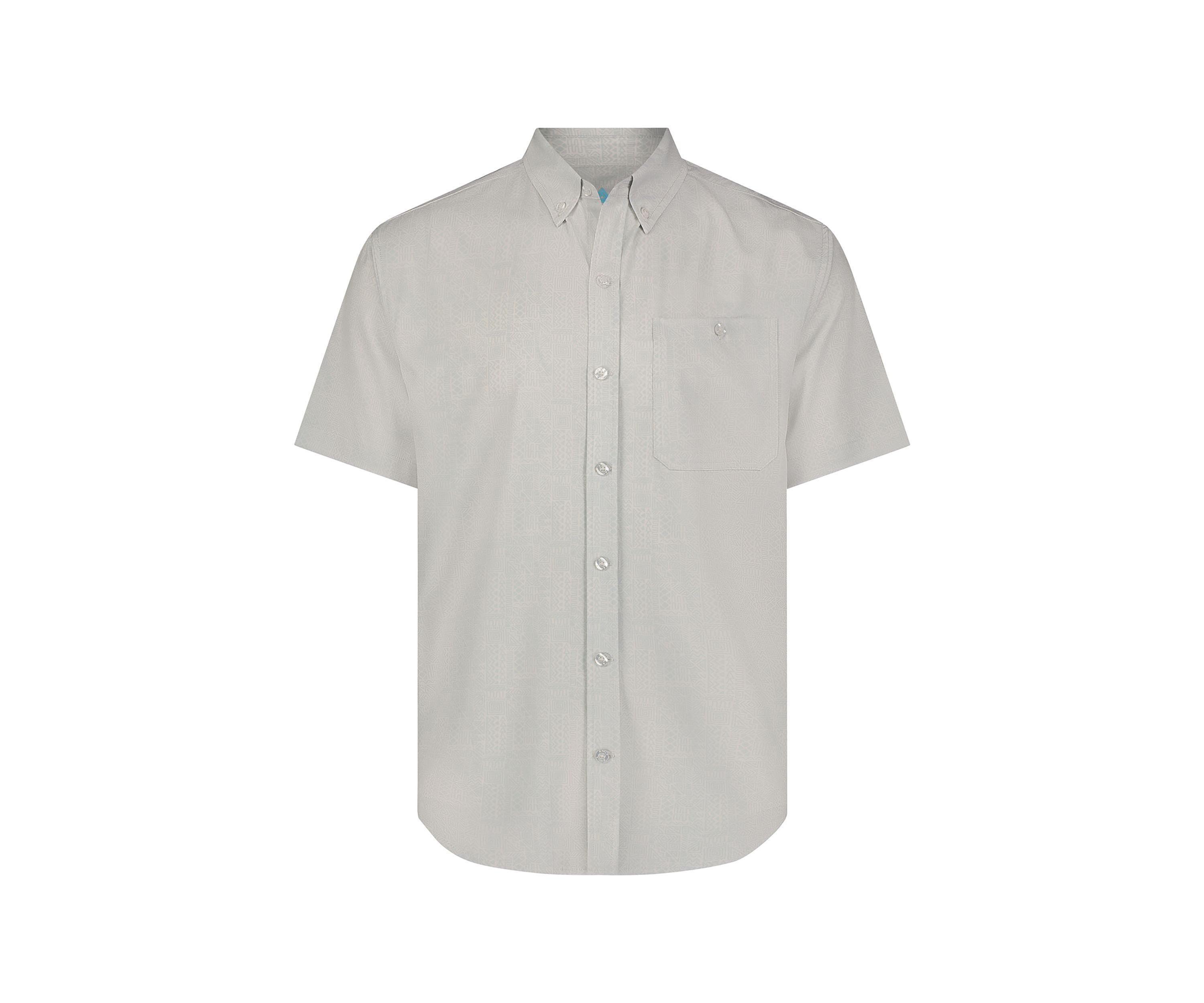 Short Sleeve Distressed Tapestry Button Up Shirt 