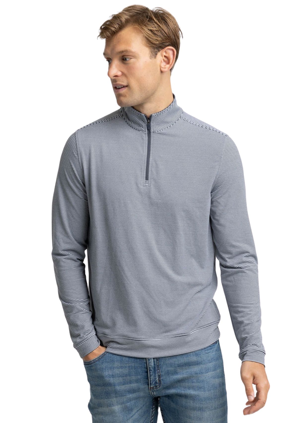   Mens Heather Quarter Zip Pullover 