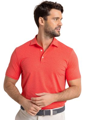 Southern Tide Men's Breeze Heather Performance Polo Shirt, Red, 2XL