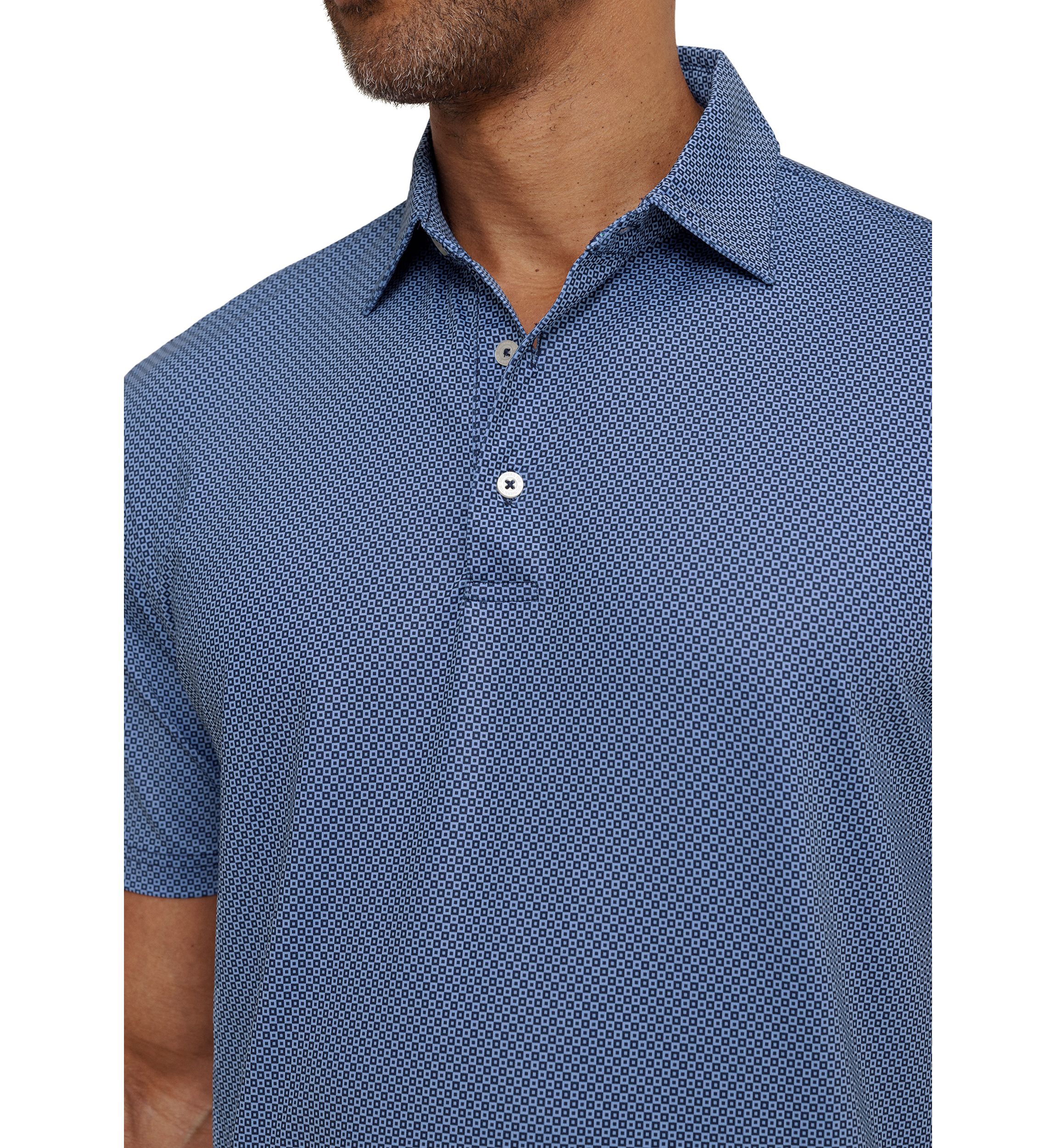 Mens Driver Coastal Geo Print Polo Shirt