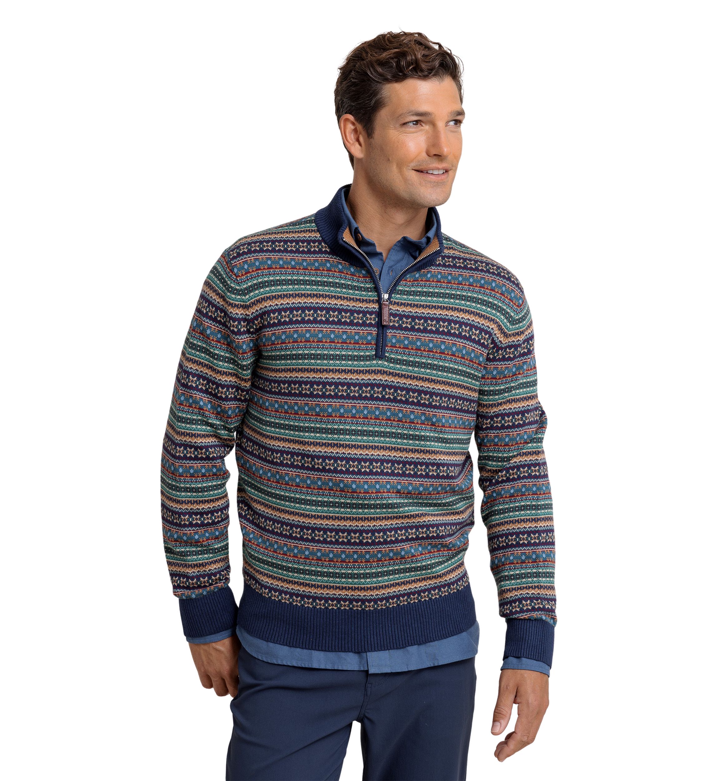 Heather Fair Isle Quarter Zip Pullover