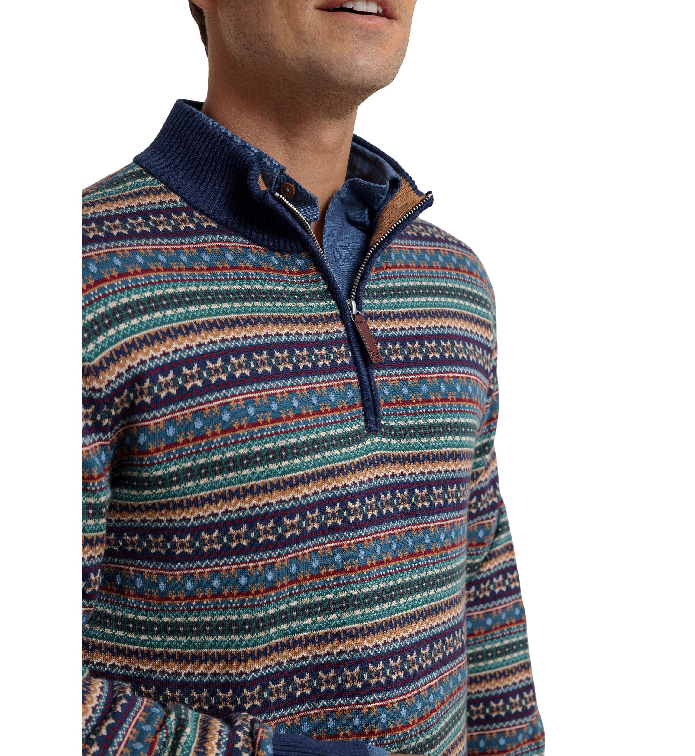 Heather Fair Isle Quarter Zip Pullover