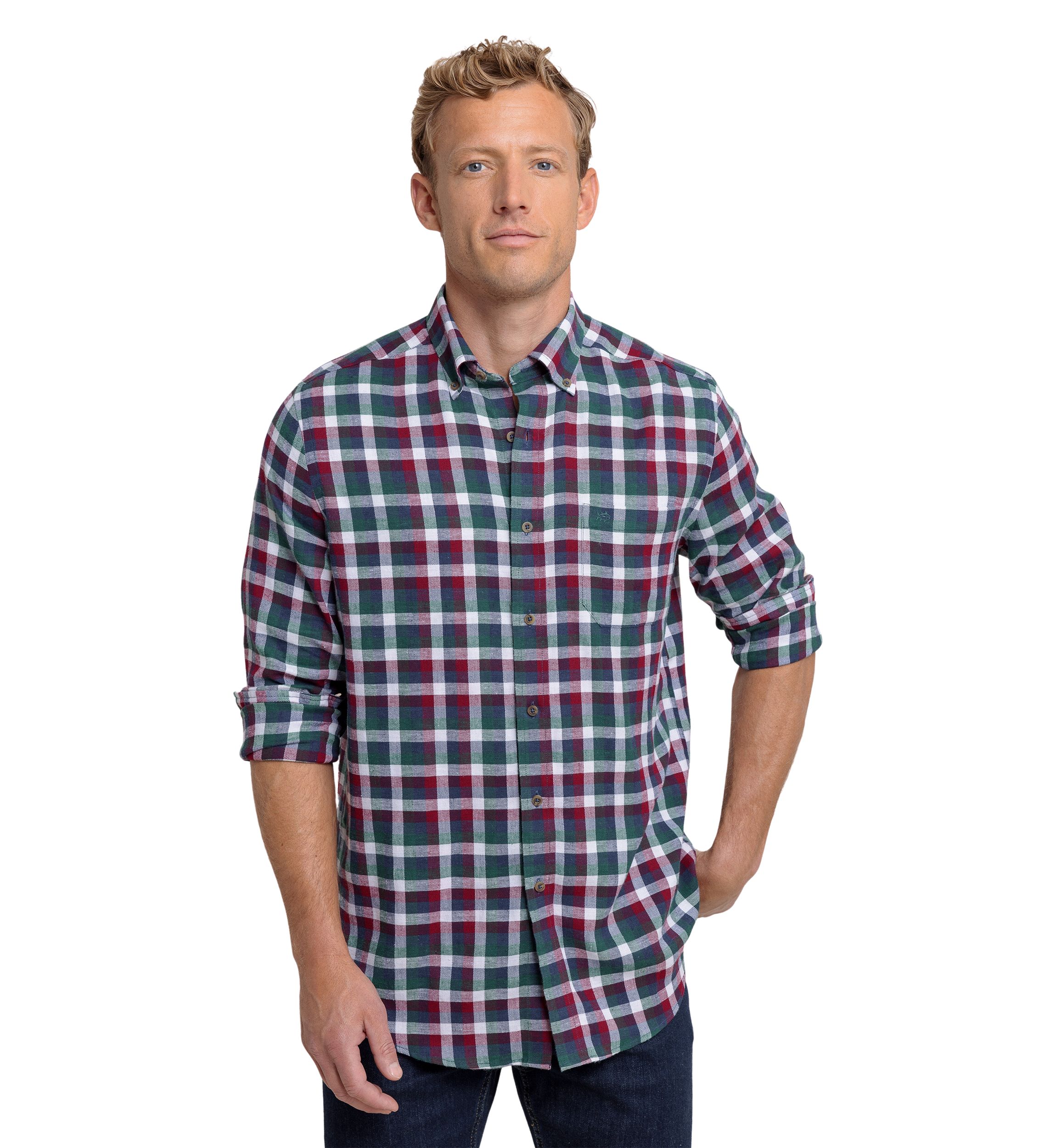 Mens Cobblestone Plaid Button Down Shirt