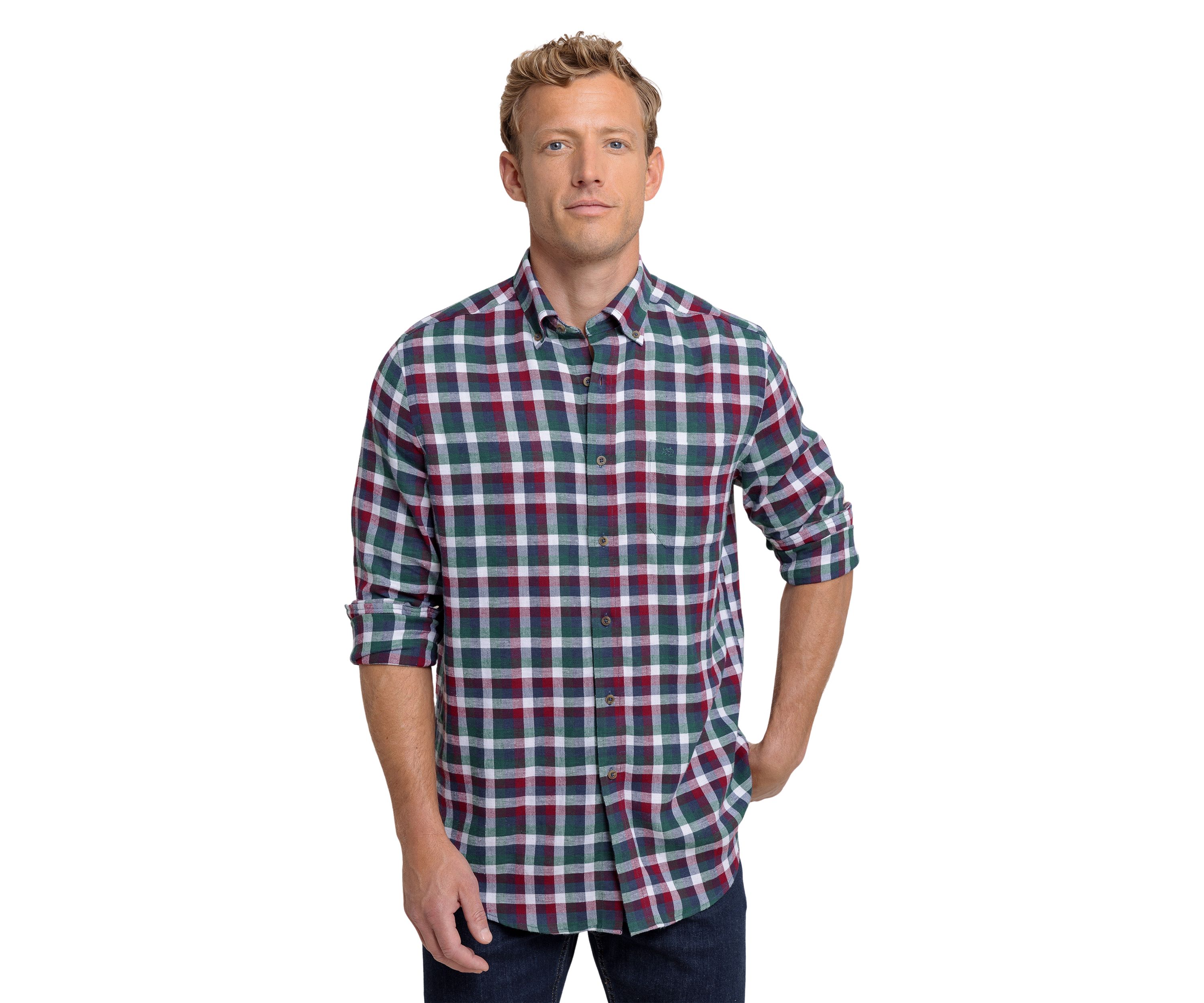 Mens Cobblestone Plaid Button Down Shirt