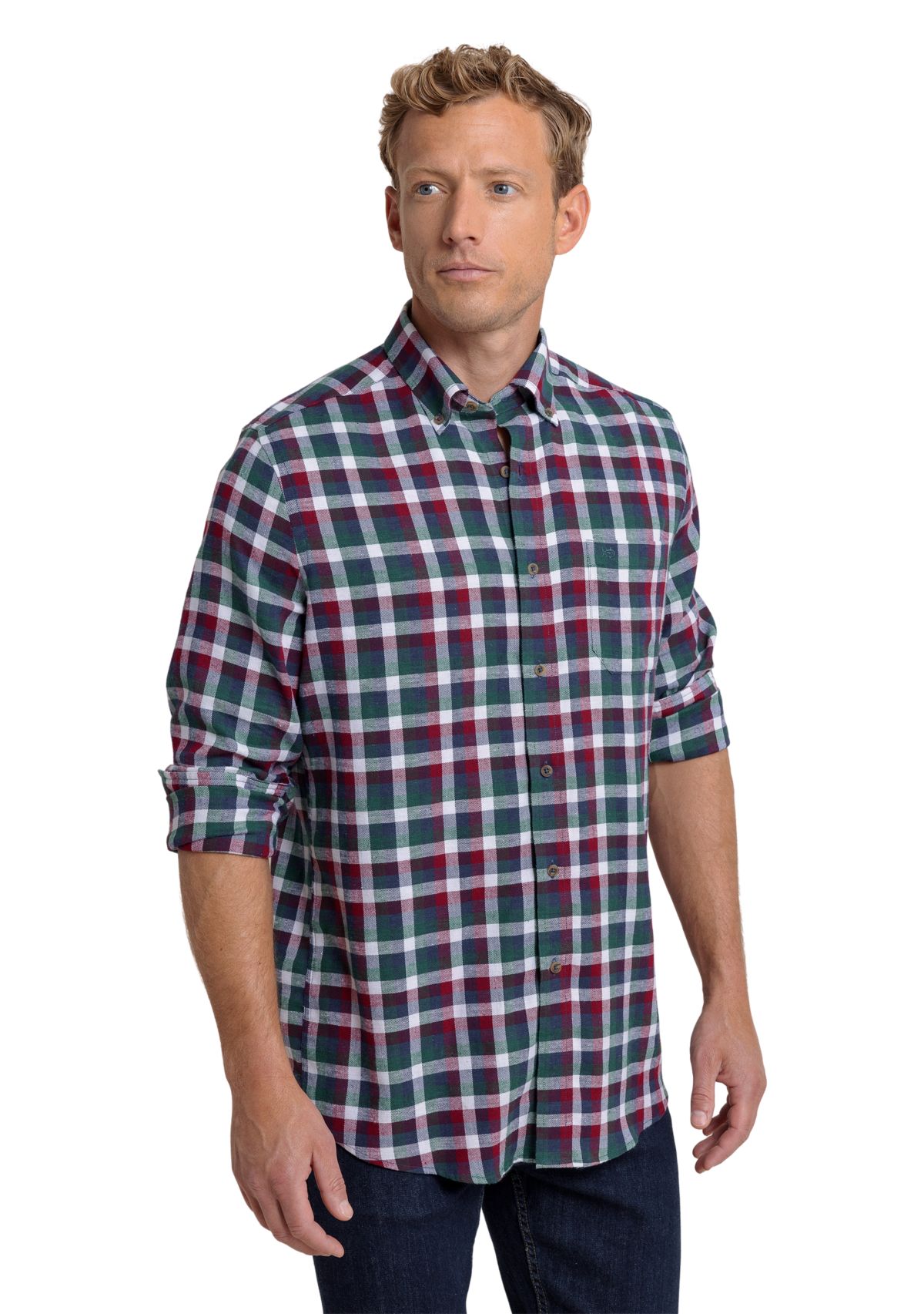 Mens Cobblestone Plaid Button Down Shirt