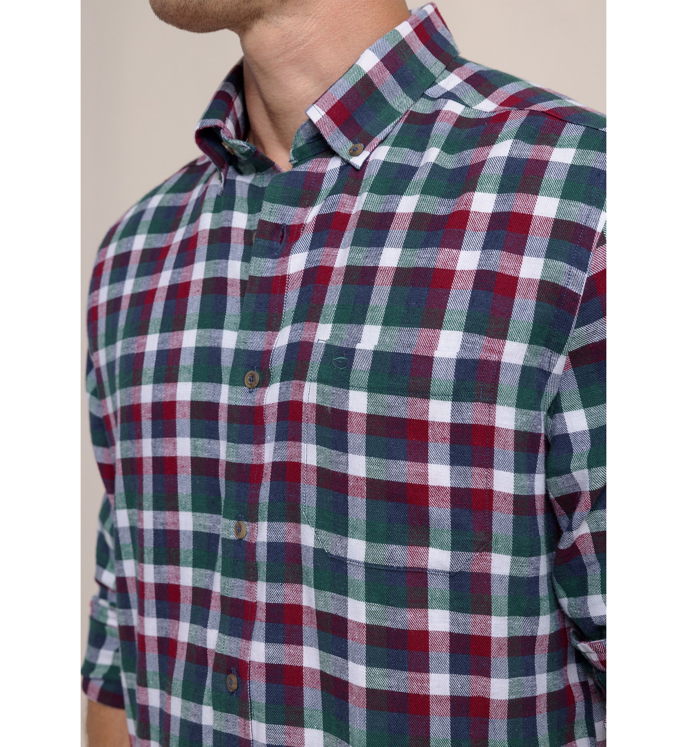 Mens Cobblestone Plaid Button Down Shirt