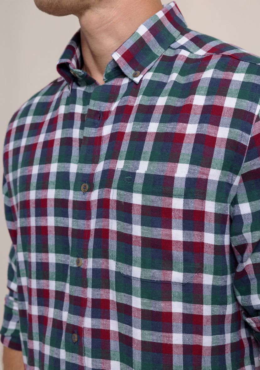 Mens Cobblestone Plaid Button Down Shirt