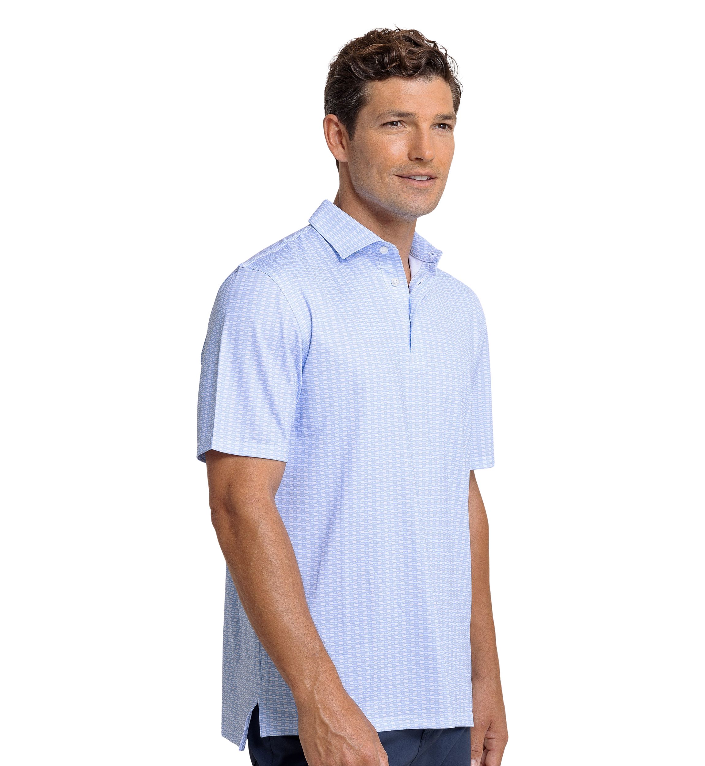 Mens Driver Dock Cleat Geo Printed Polo Shirt