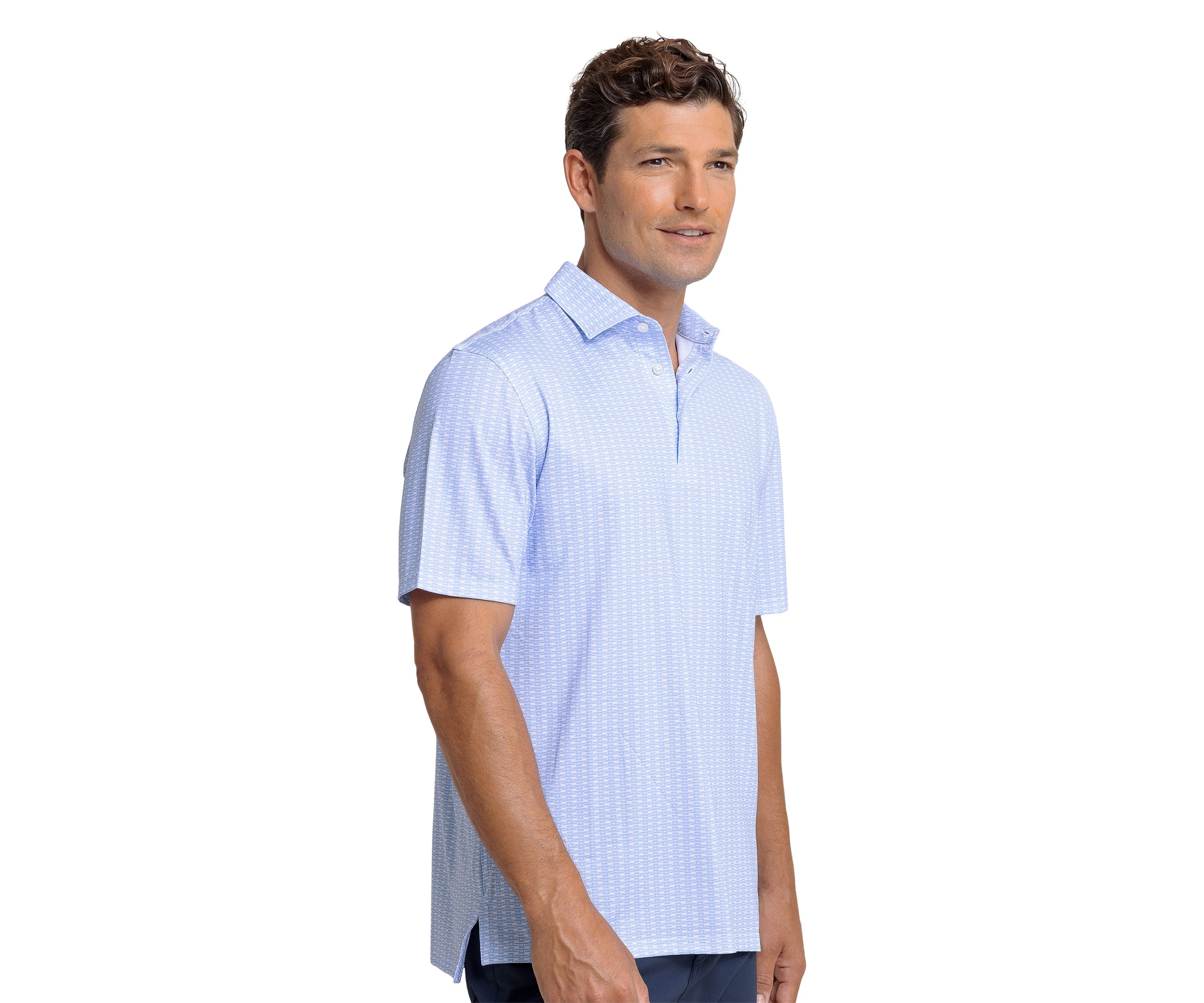 Mens Driver Dock Cleat Geo Printed Polo Shirt