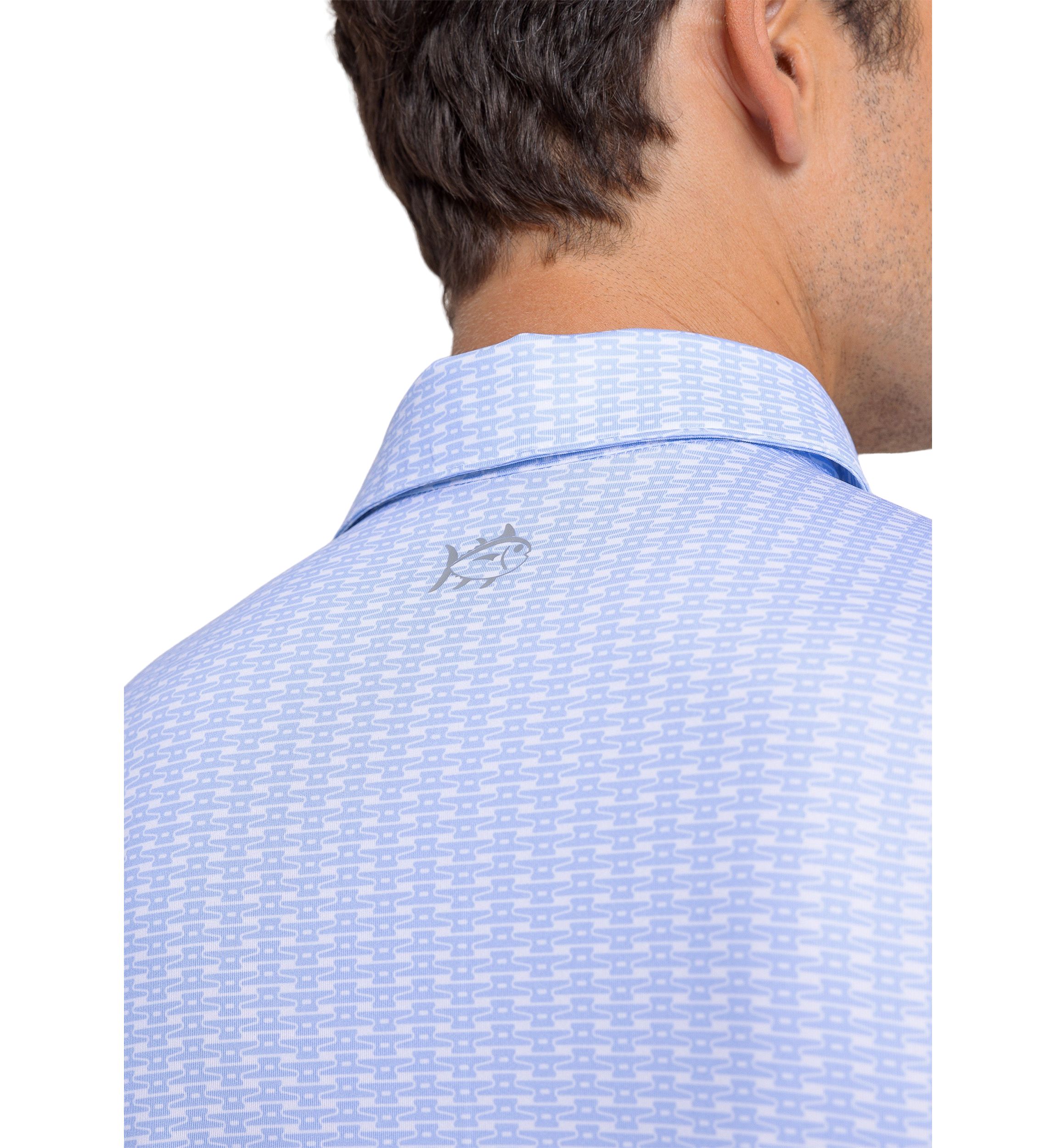 Mens Driver Dock Cleat Geo Printed Polo Shirt