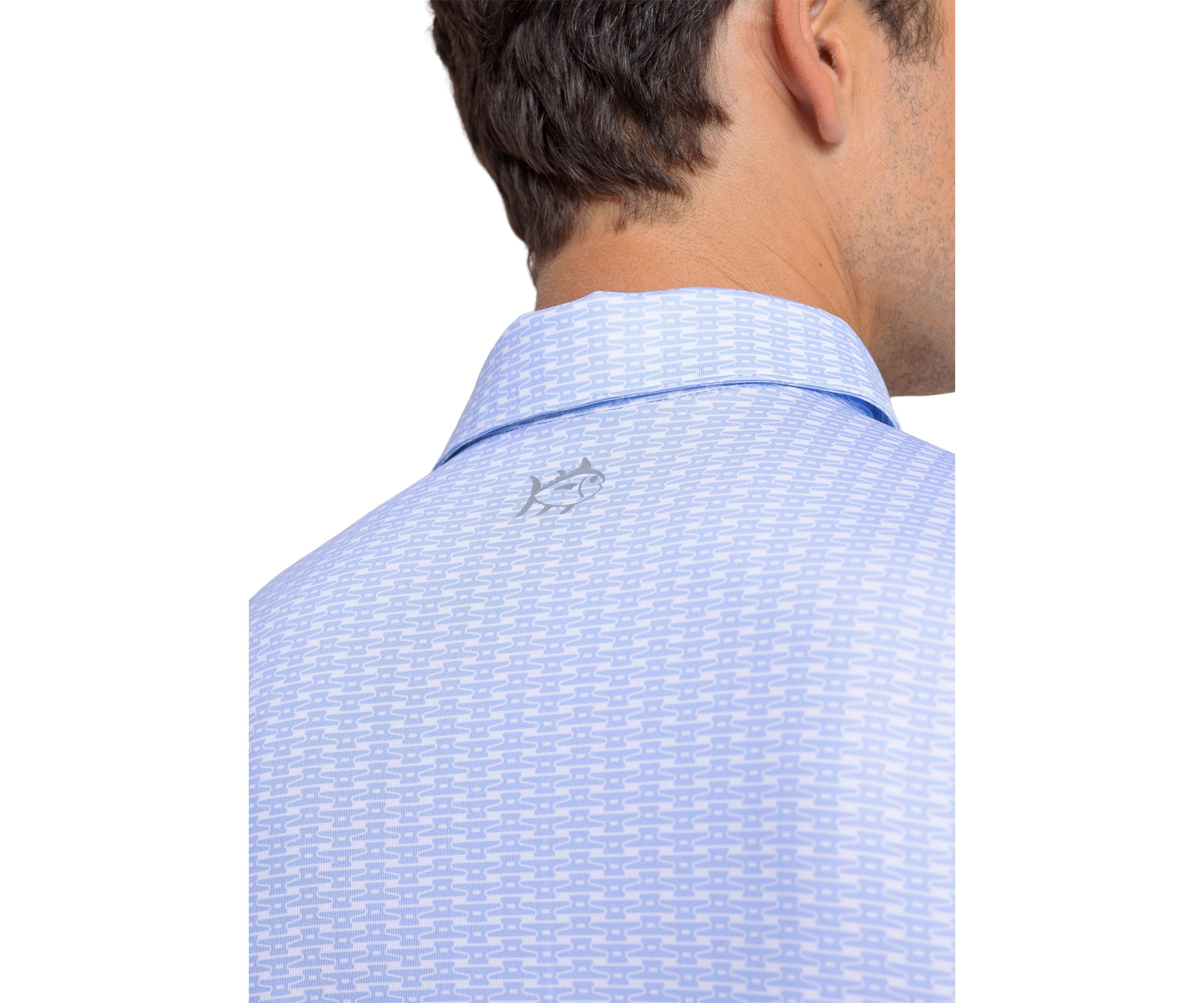 Mens Driver Dock Cleat Geo Printed Polo Shirt
