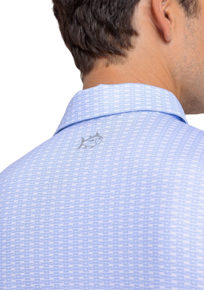 Mens Driver Dock Cleat Geo Printed Polo Shirt