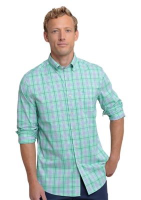 Southern Tide Men's River Point Plaid Printed Shirt, Green, 2XL