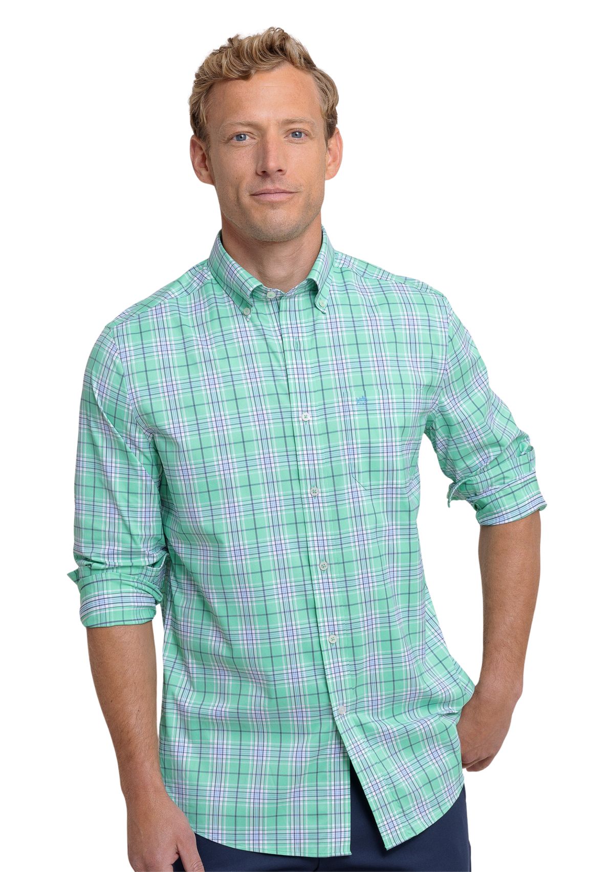 Mens River Point Plaid Printed Shirt