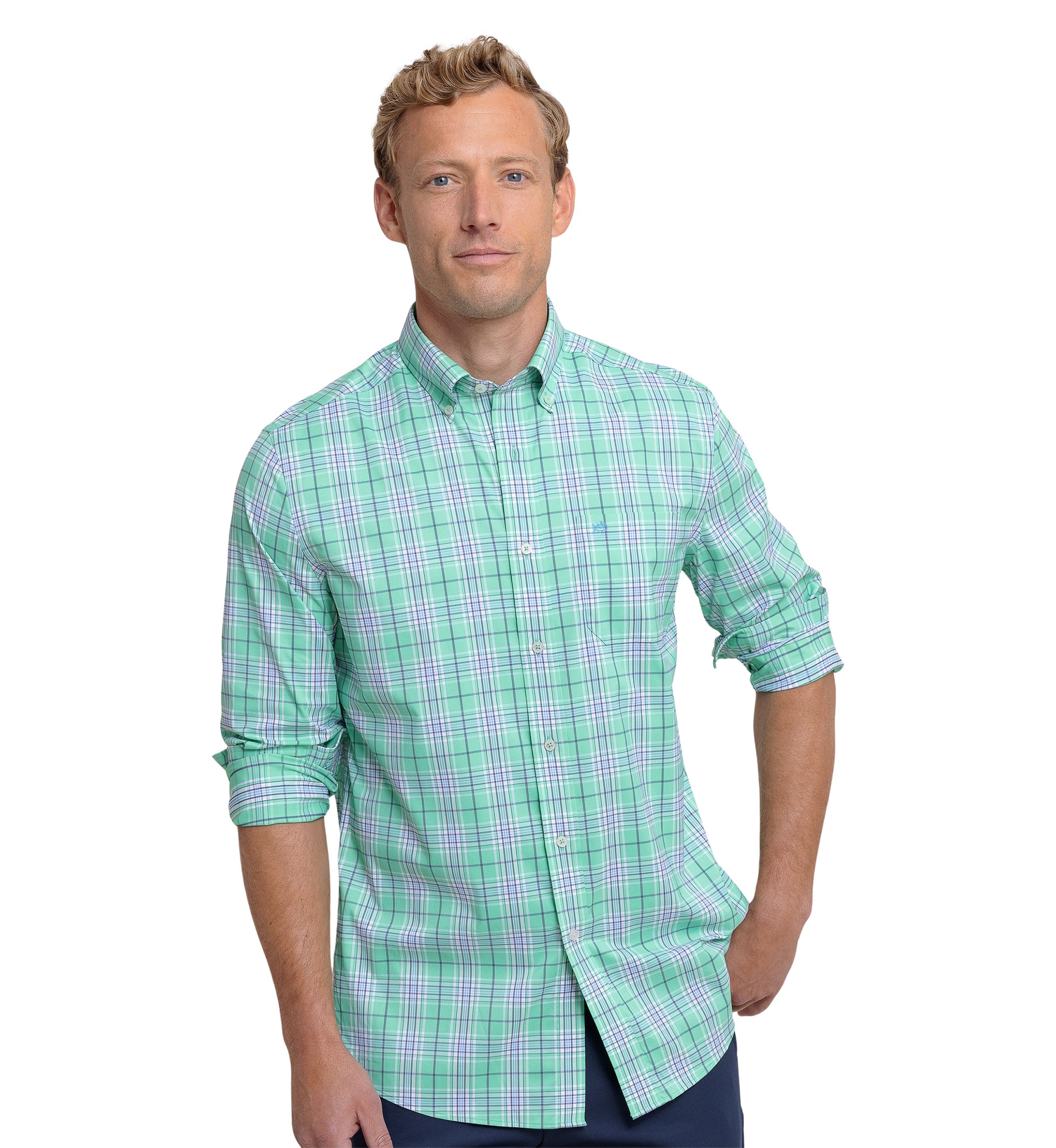 Mens River Point Plaid Printed Shirt