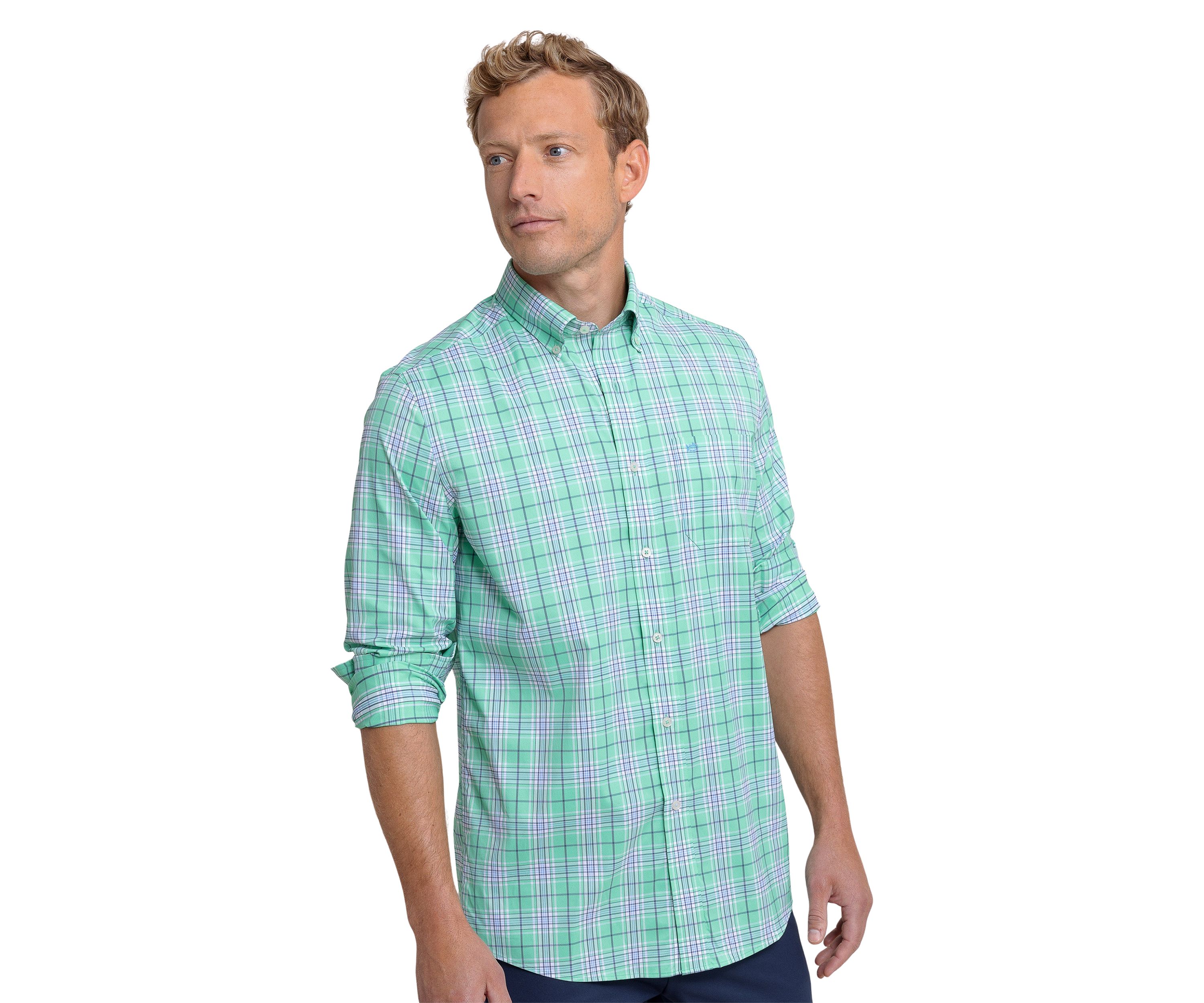Mens River Point Plaid Printed Shirt