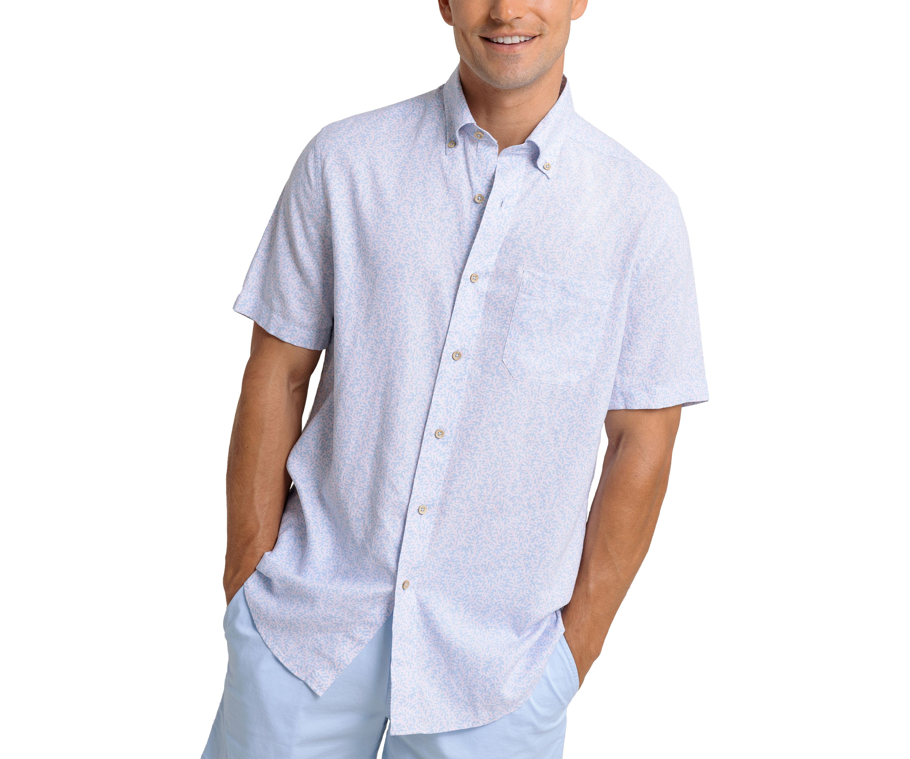 Coral Life Short Sleeve Button Down Shirt