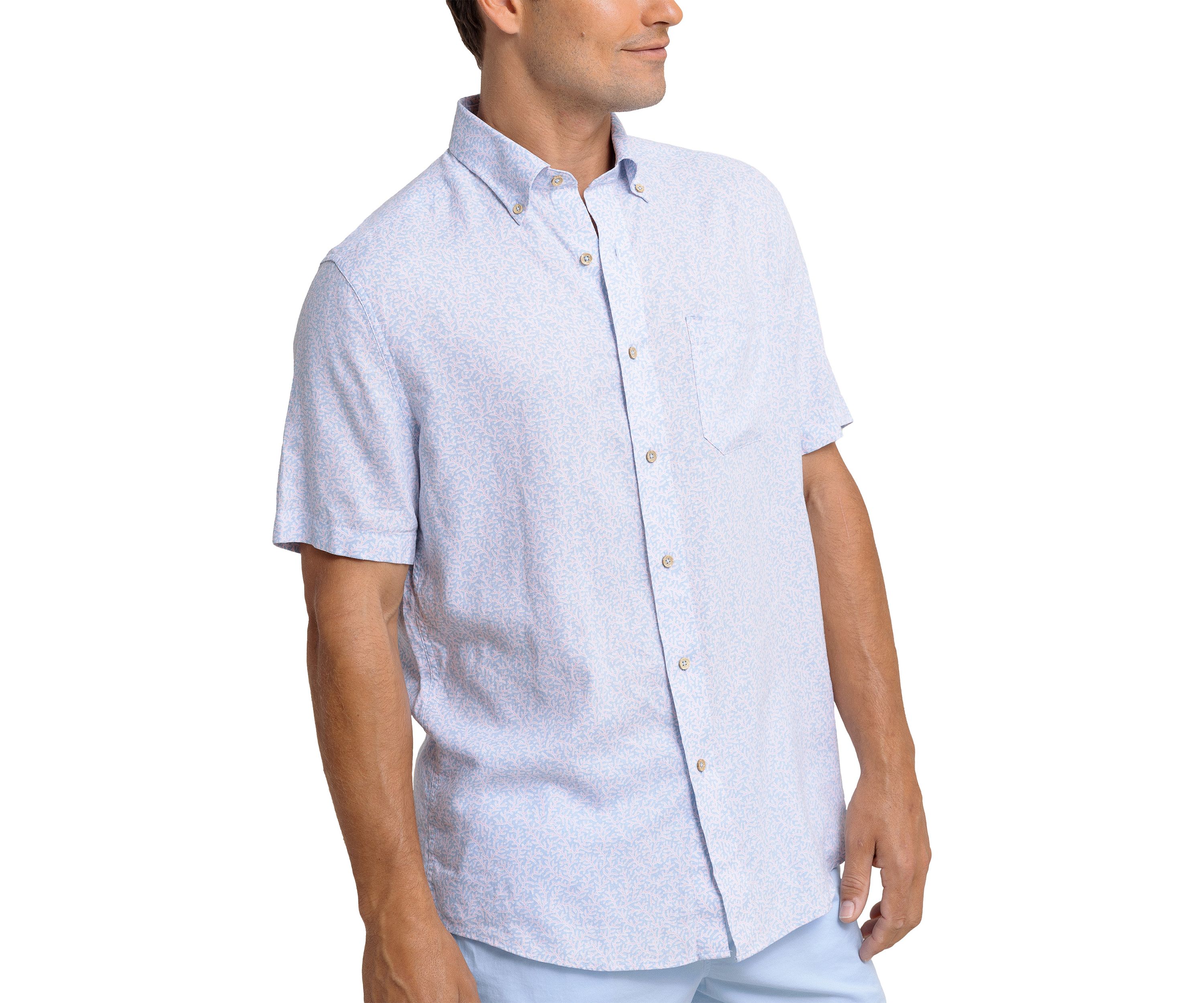 Coral Life Short Sleeve Button Down Shirt
