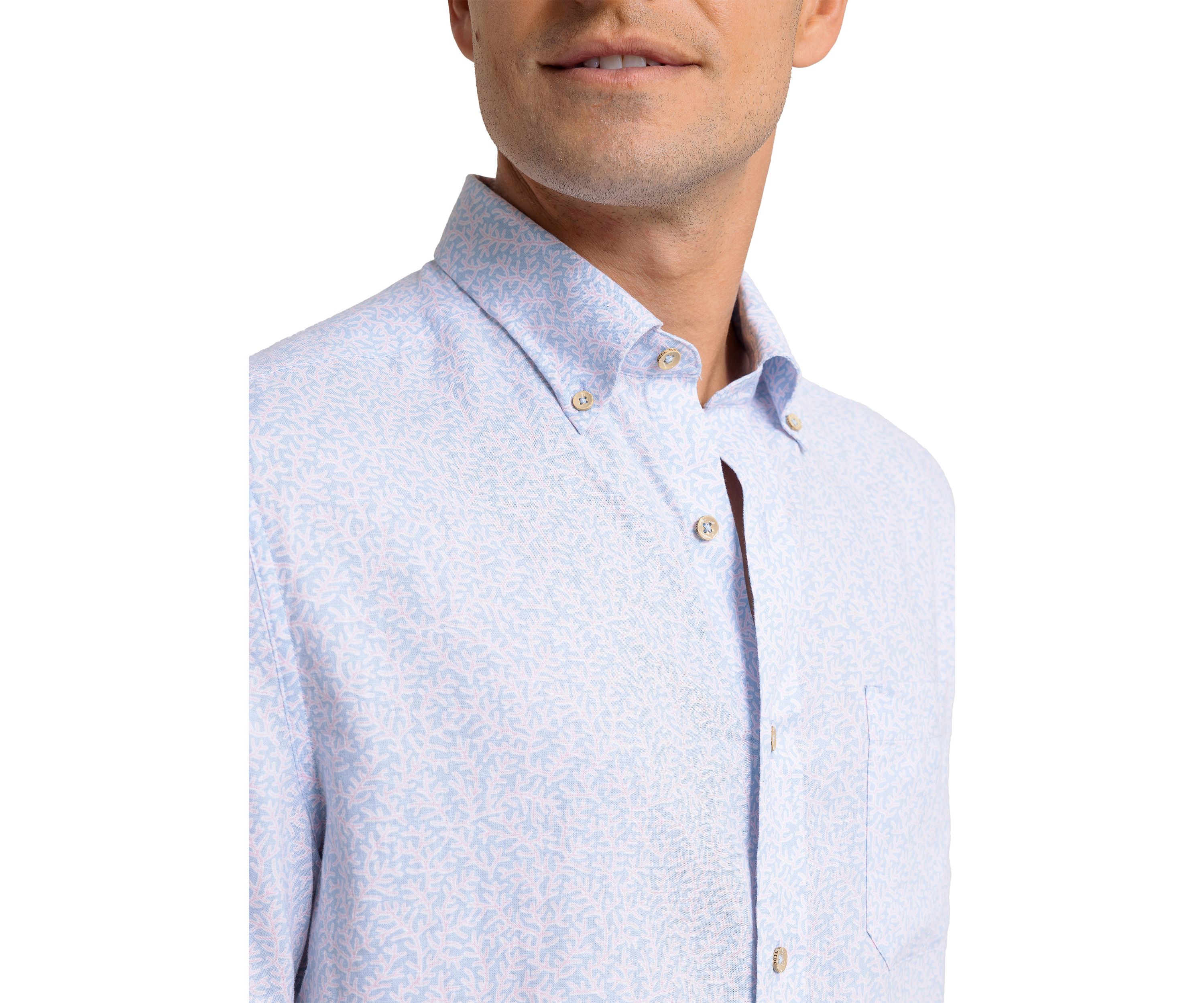 Coral Life Short Sleeve Button Down Shirt