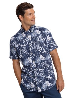 Southern Tide Men's Grand Palms Button Up Shirt, Blue, Small