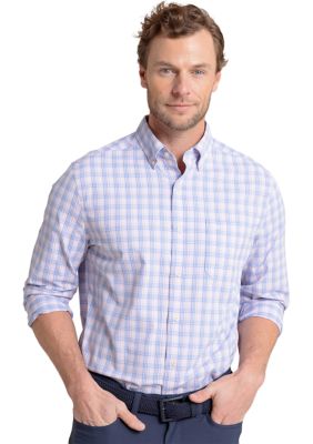 Southern Tide Men's Burkes Beach Plaid Intercoastal Button Down Shirt, Pink, 2XL
