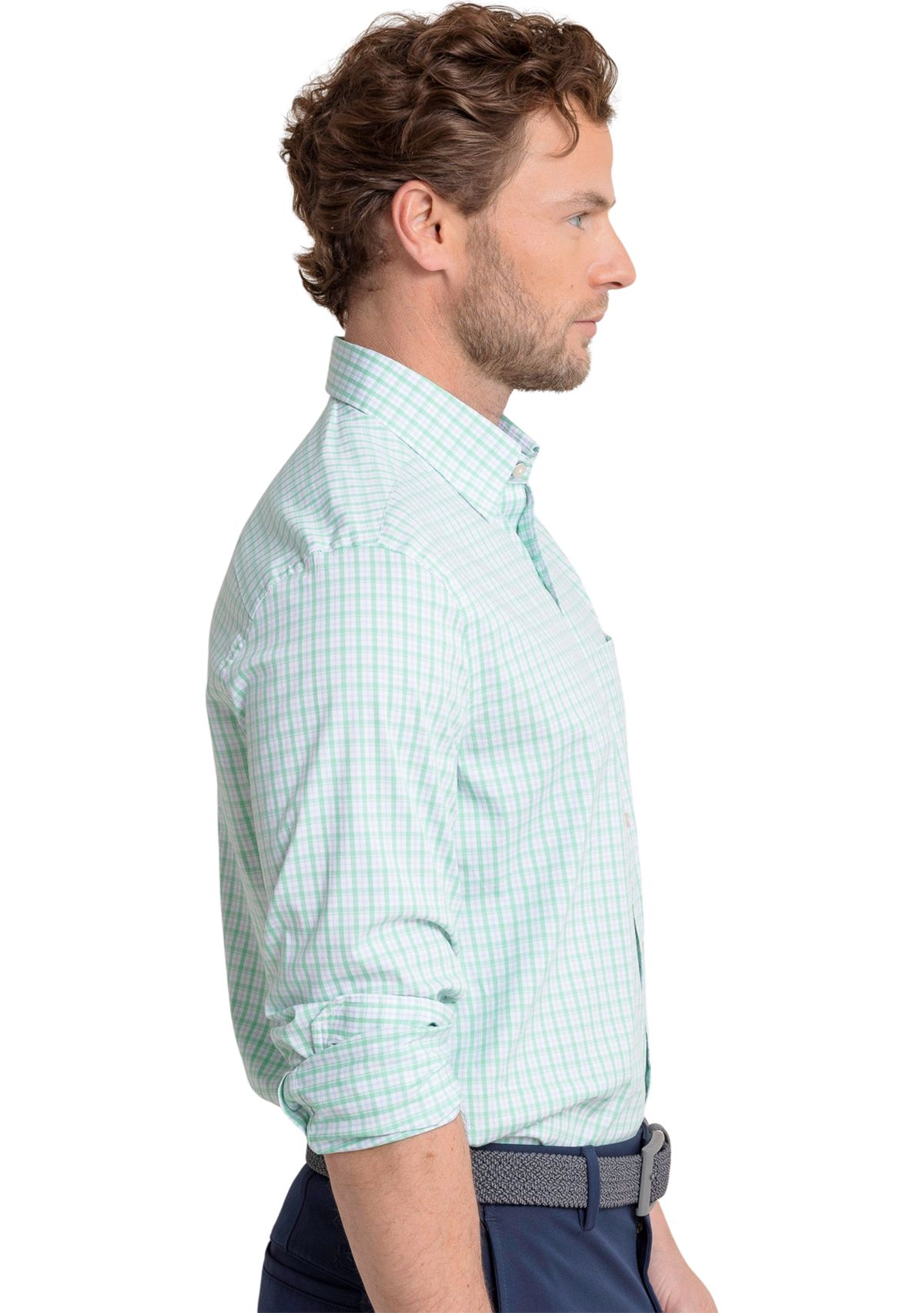 Mens Broad Creek Plaid Charleston Button Down Shirt