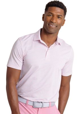 Southern Tide Men's Driver Oyster Creek Stripe Polo Shirt, Pink, 2XL