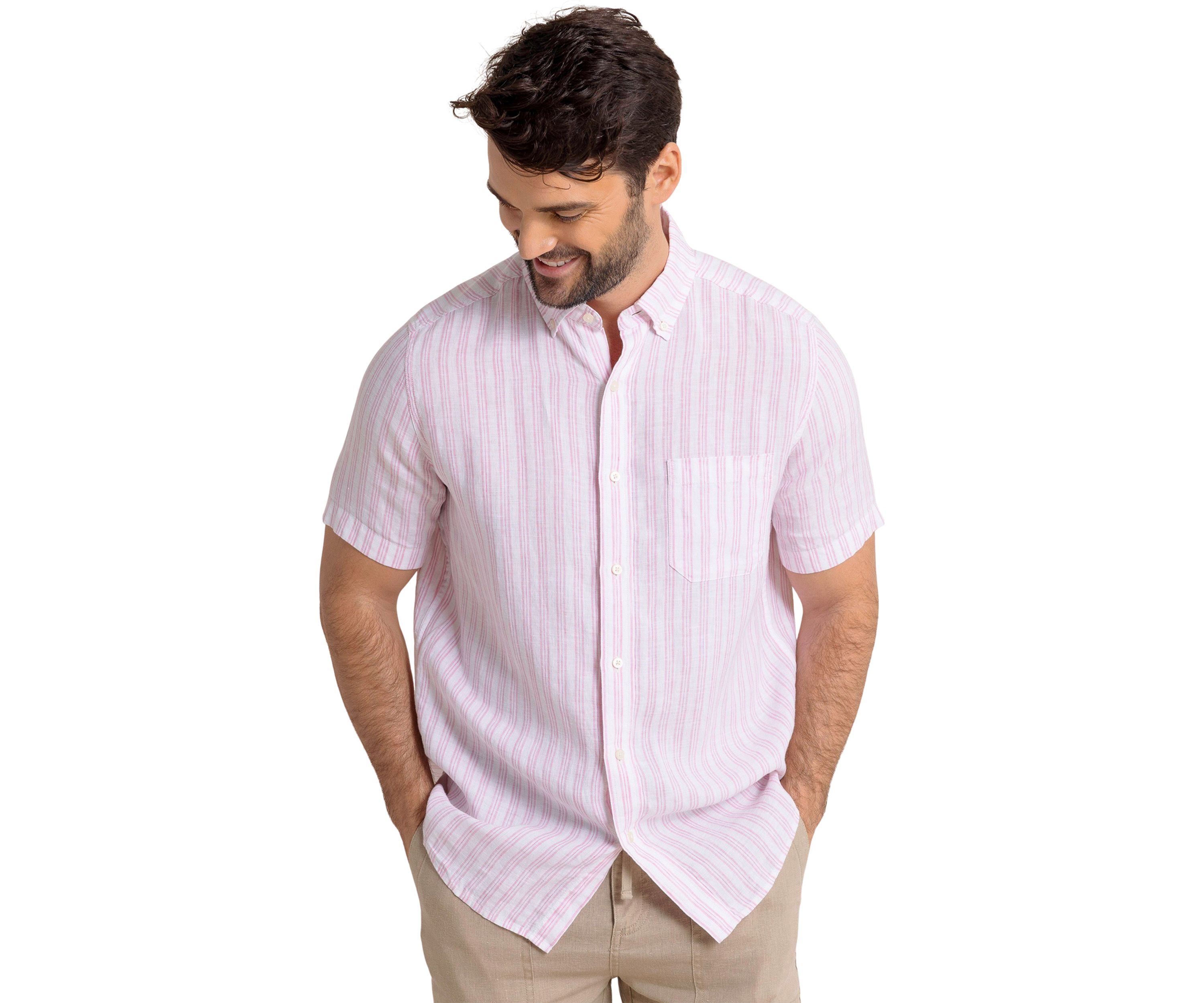 Striped Linen Button Down Shirt 