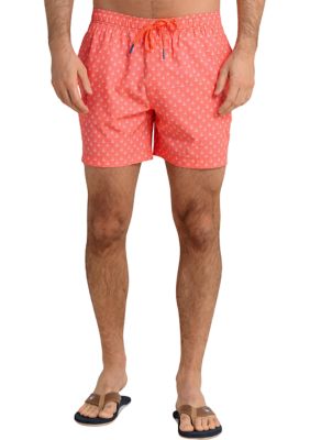 Southern Tide Men's Floatin' Along Swim Trunks, Coral, 2XL