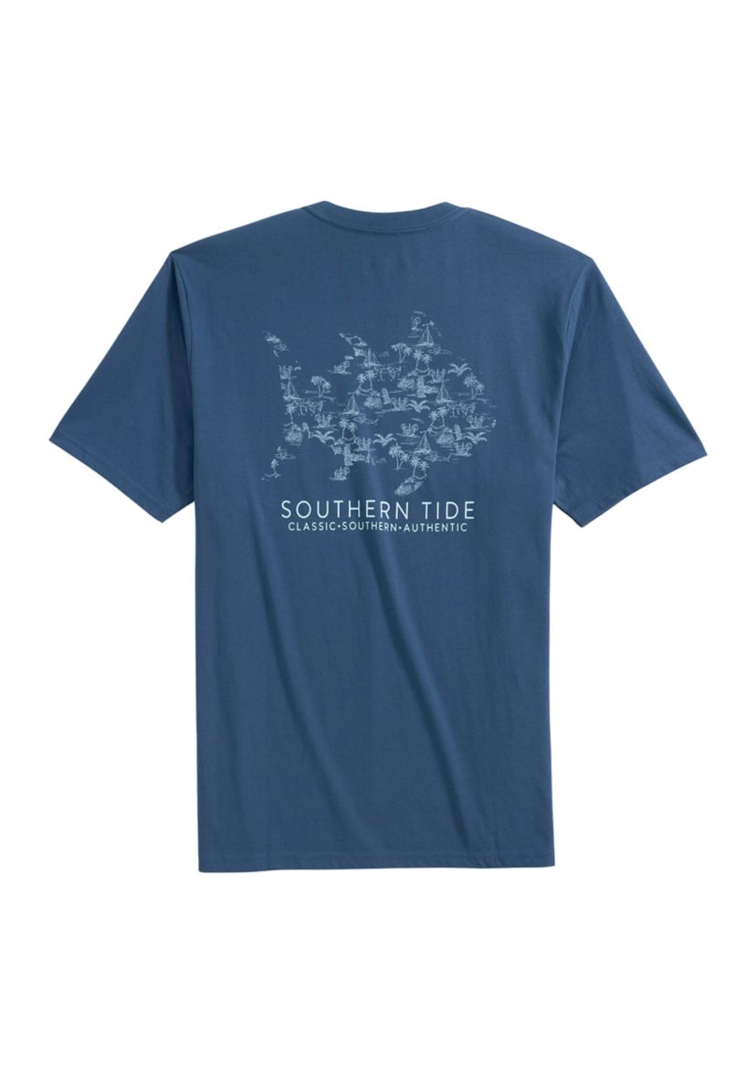 Short Sleeve Tropical Toile Graphic T-Shirt 