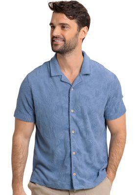 Southern Tide Men's Crystal Beach Short Sleeve Terry Camp Shirt, Blue, Large