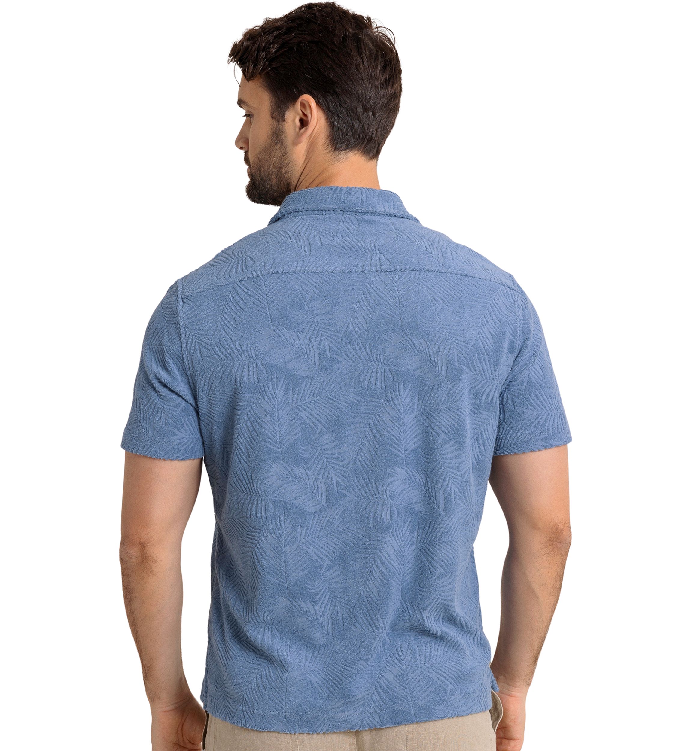 Mens Crystal Beach Short Sleeve Terry Camp Shirt 