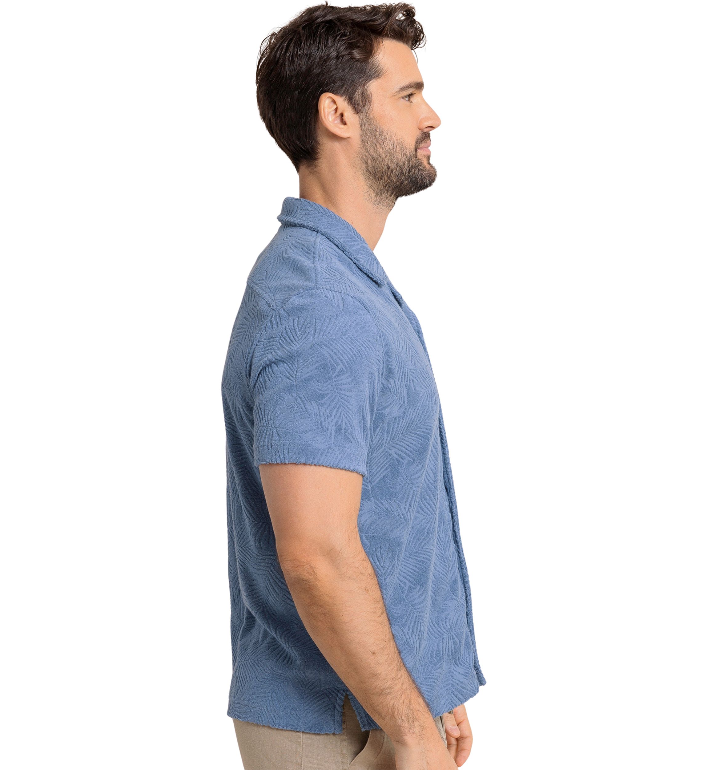 Mens Crystal Beach Short Sleeve Terry Camp Shirt 