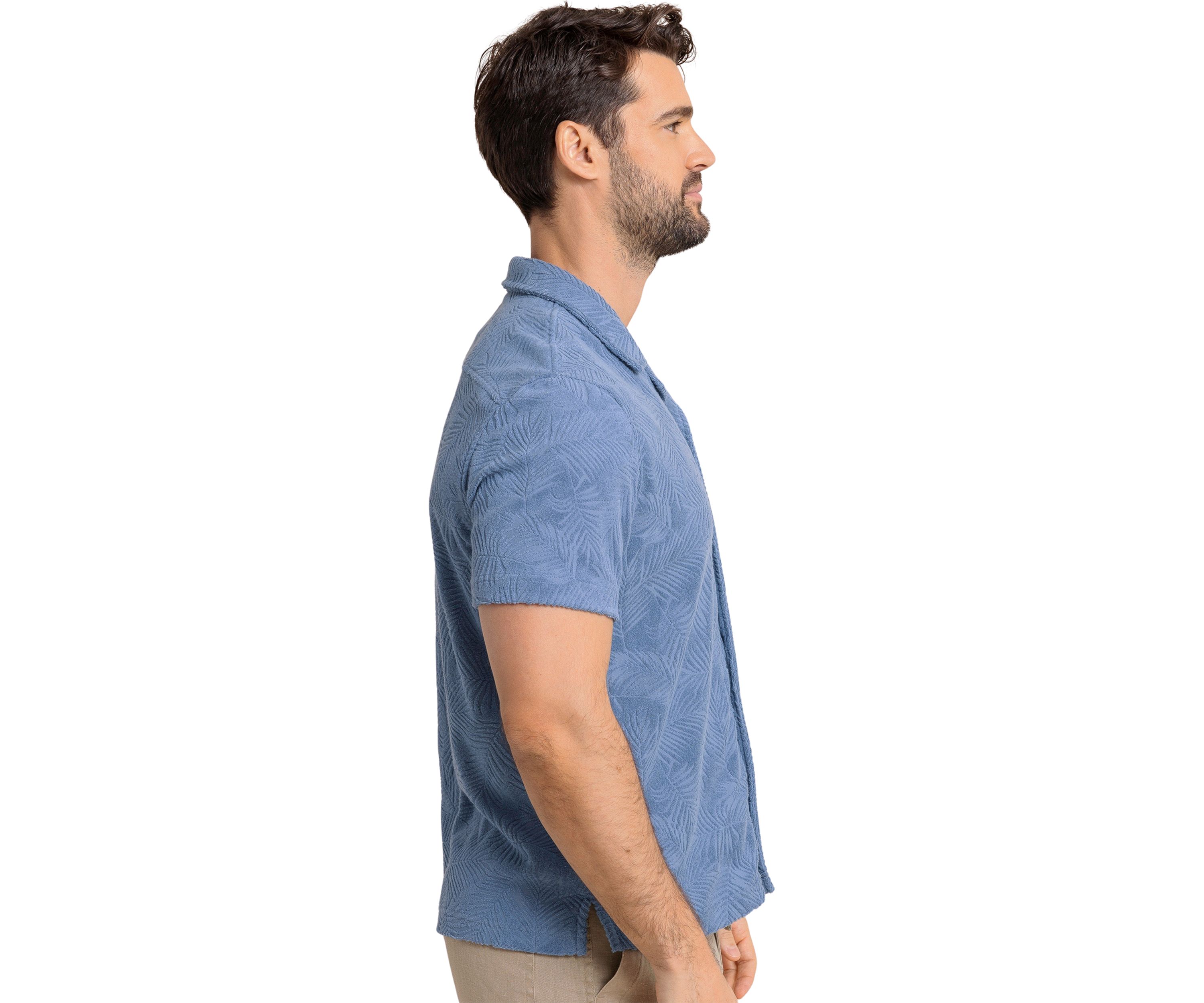 Mens Crystal Beach Short Sleeve Terry Camp Shirt 