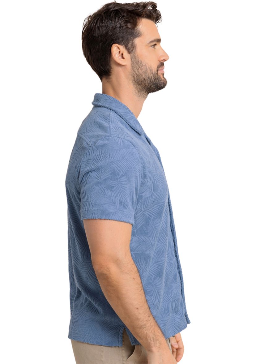 Mens Crystal Beach Short Sleeve Terry Camp Shirt 