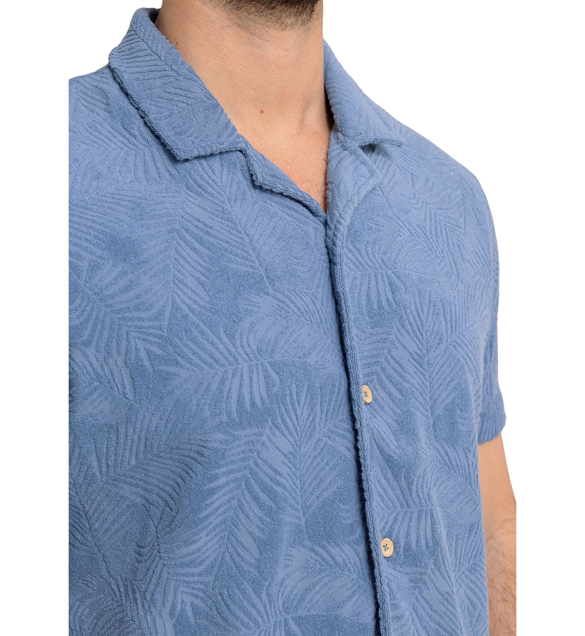 Mens Crystal Beach Short Sleeve Terry Camp Shirt 