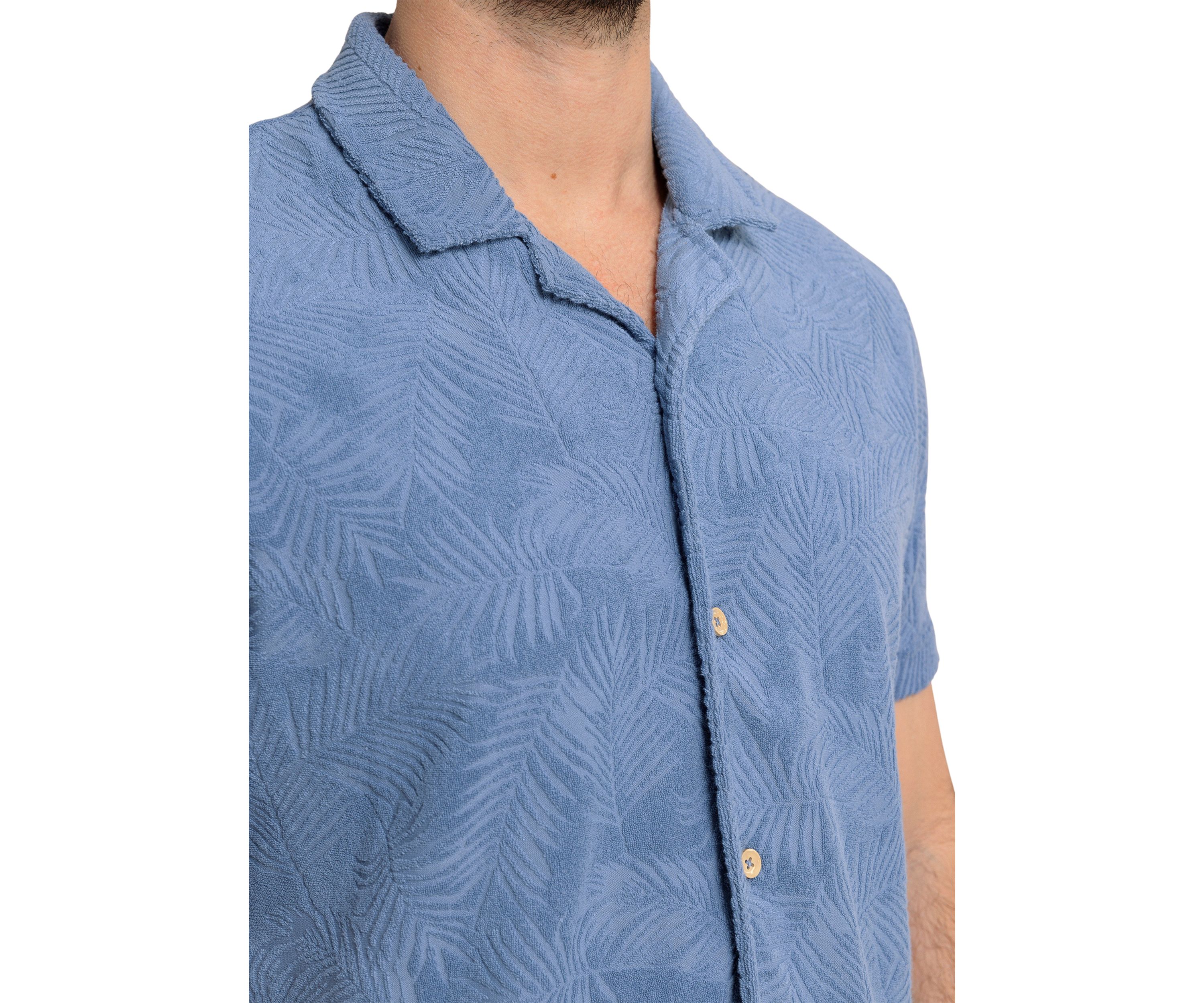 Mens Crystal Beach Short Sleeve Terry Camp Shirt 
