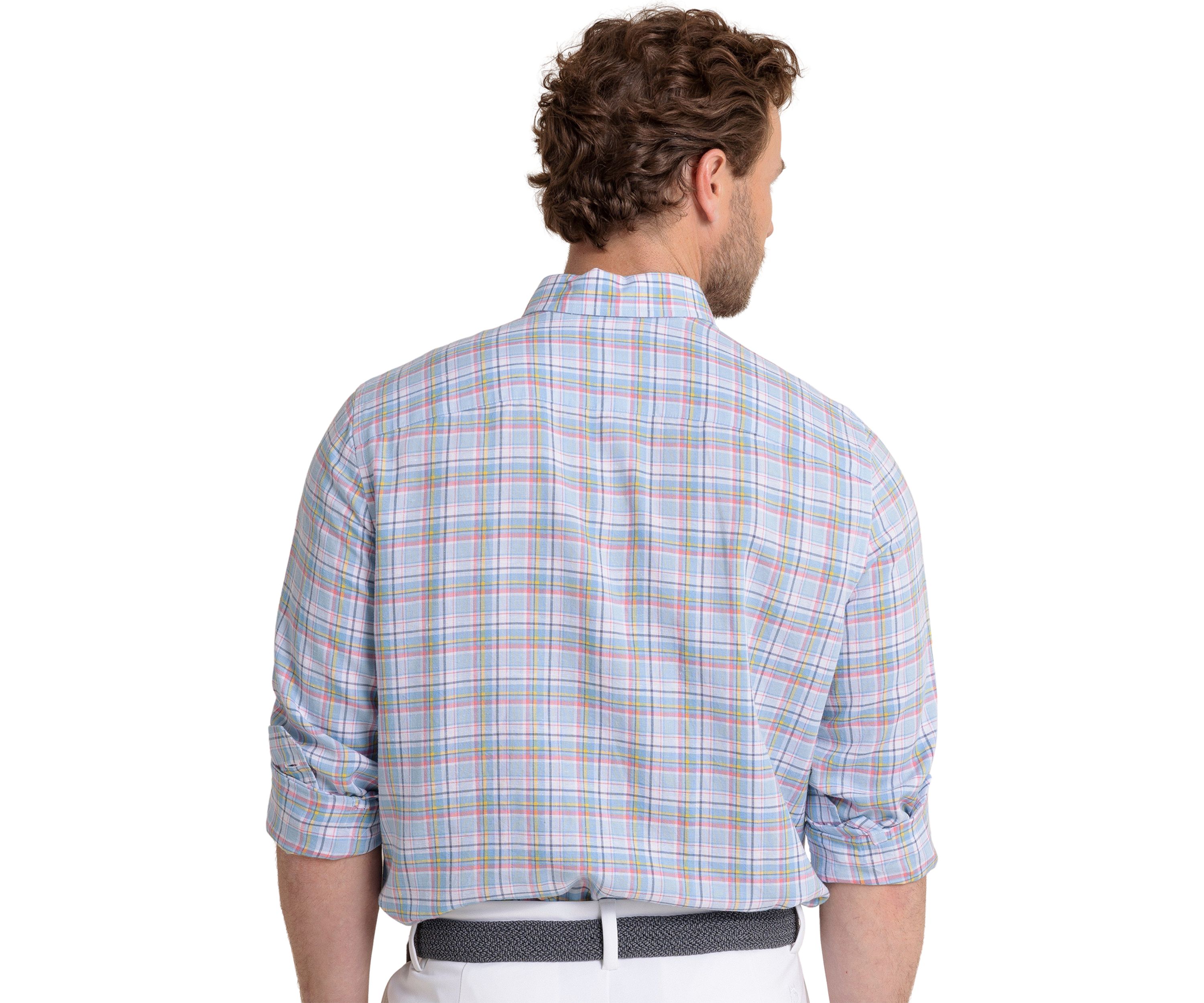 Mens Emerald Shores Plaid Printed Headland Button Down Shirt