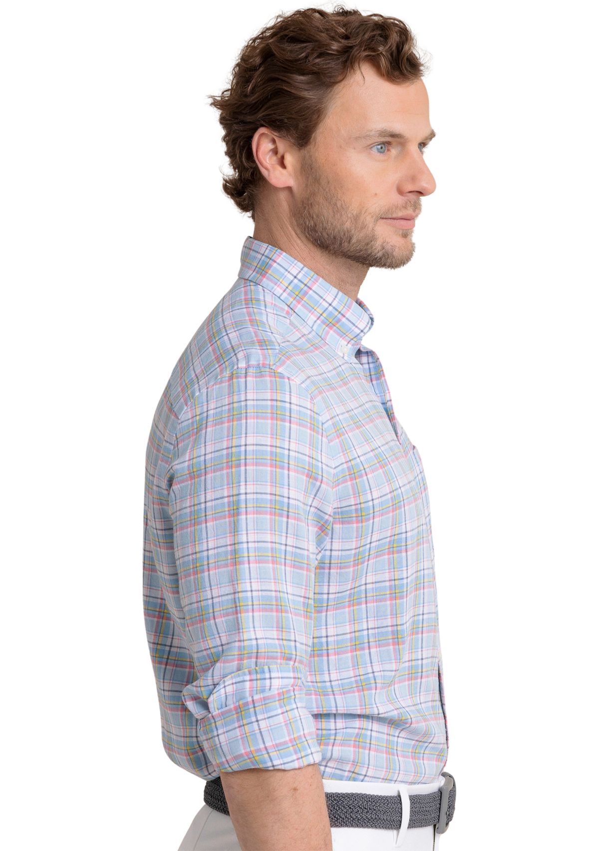 Mens Emerald Shores Plaid Printed Headland Button Down Shirt