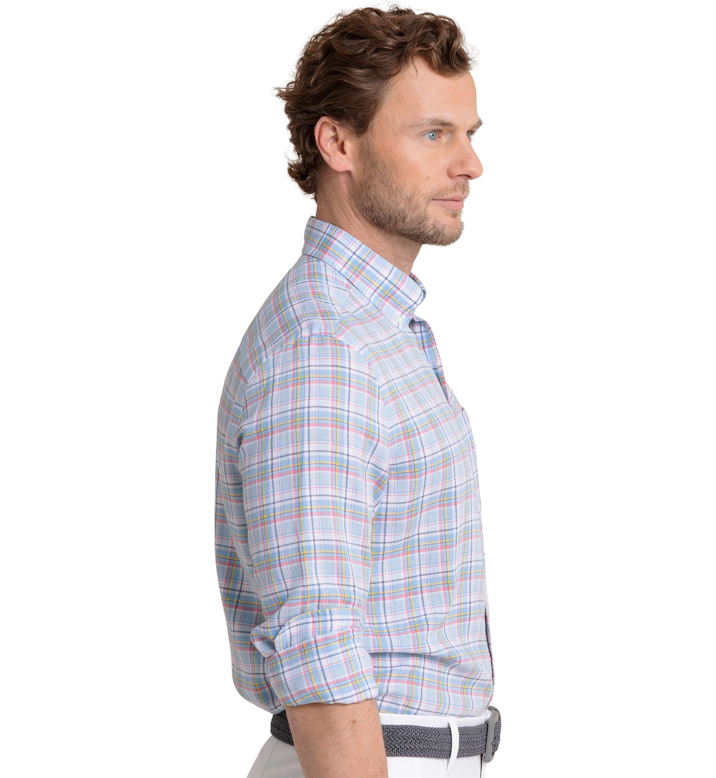 Mens Emerald Shores Plaid Printed Headland Button Down Shirt