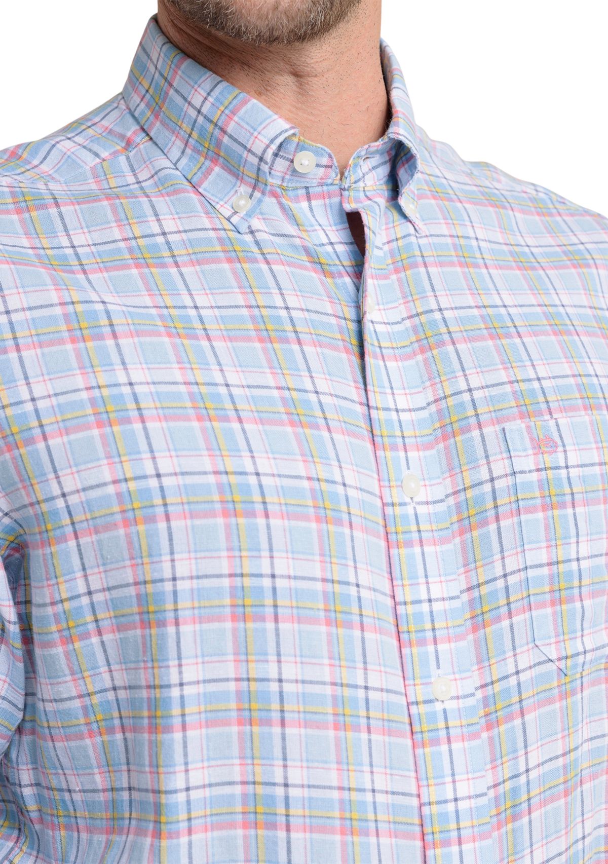 Mens Emerald Shores Plaid Printed Headland Button Down Shirt