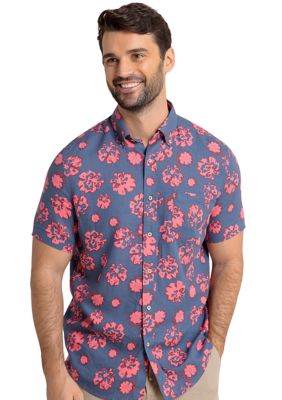 Southern Tide Men's Blossom Bliss Linen Rayon Short Sleeve Shirt, 2XL