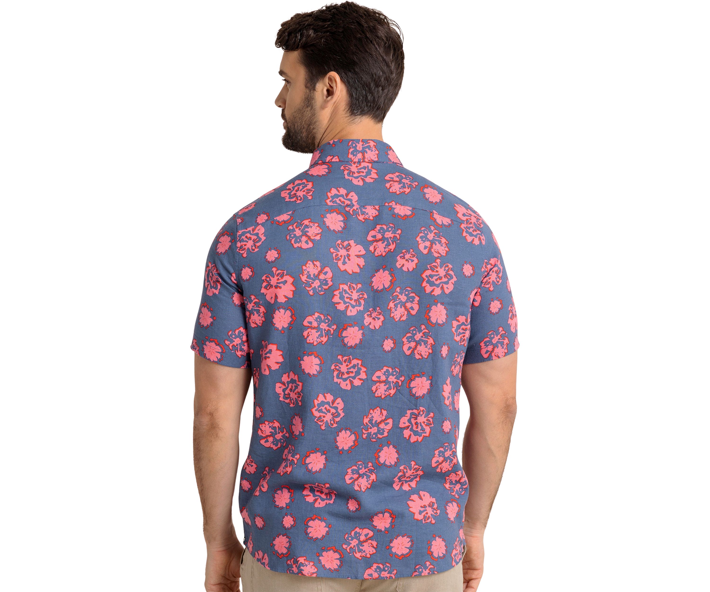 Mens Blossom Bliss Linen Rayon Short Sleeve Shirt