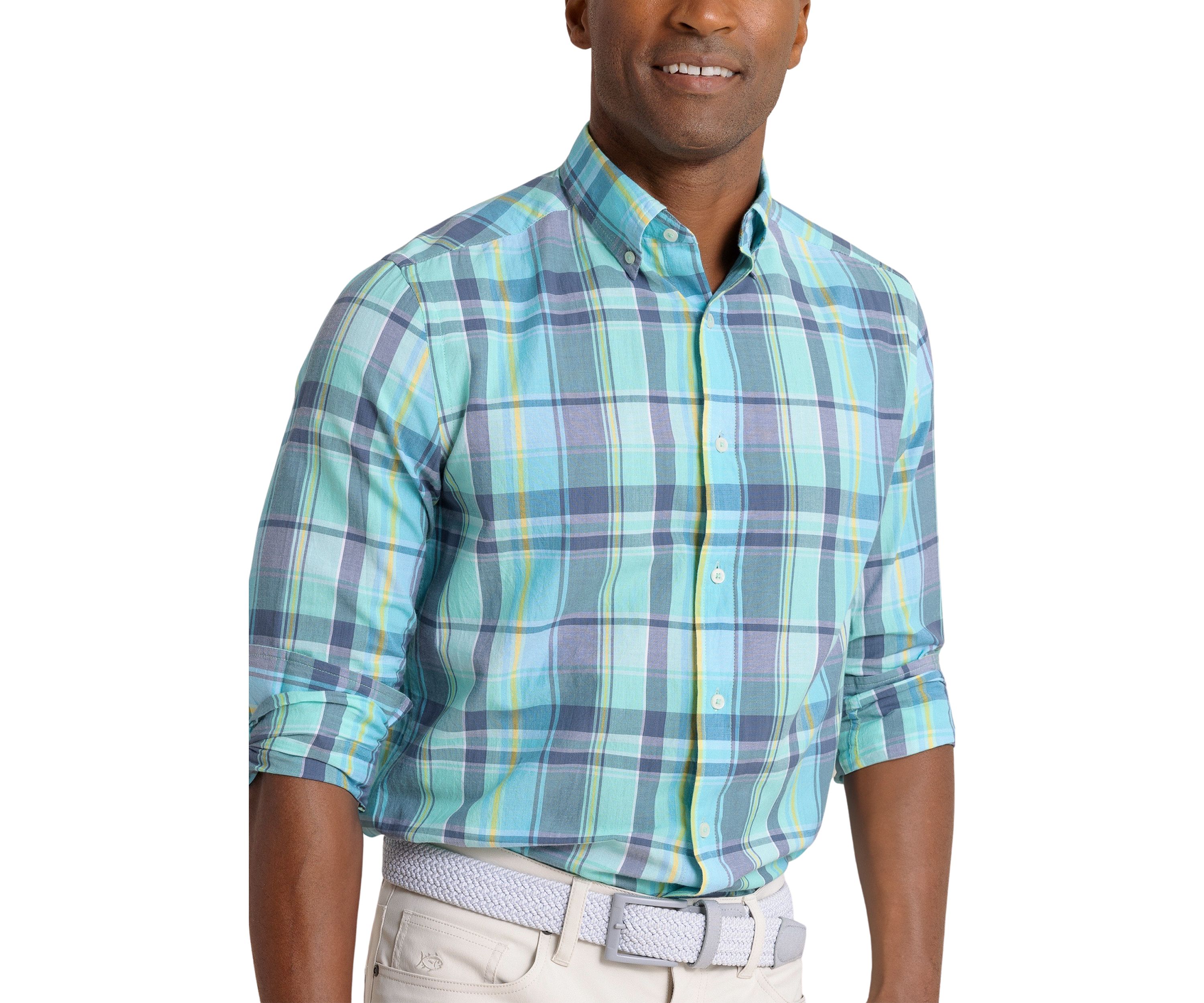 Long Sleeve Crystal Cove Madras Plaid Sportshirt