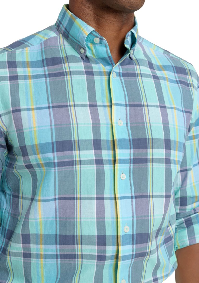 Long Sleeve Crystal Cove Madras Plaid Sportshirt