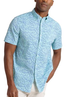 Southern Tide Men's Short Sleeve brrr IC Shark Bait Sportshirt, Mint, 2XL